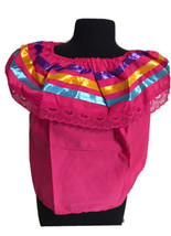 Pink Women Size XL Off-Shoulder Ruffle Top Lace Ribbon Folkloric Fiesta ... - $21.73