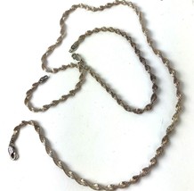 BA 925 Italy Sterling Necklace and Bracelet set vintage twisted chain silver - £31.04 GBP