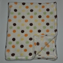 Baby Gear Orange Brown Yellow Green Polka Dot Fleece Blanket Lovey 30&quot; x 36&quot; - £31.61 GBP