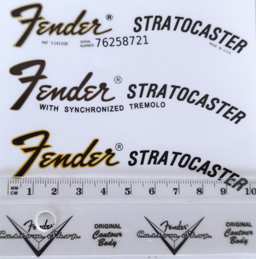 13 - Fender Stratocaster headstock logo STICKER 3x variation - $6.00
