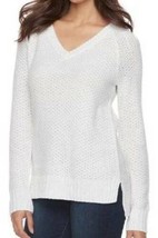 Womens Sweater Juniors Girls SO White V-Neck Long Sleeve Raglan Top $36-... - £13.45 GBP