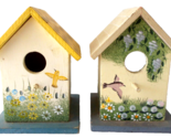 2 Handcrafted Bird Houses Home Decor Hand Painted - £7.90 GBP