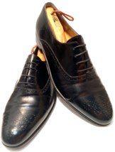 Salvatore Ferragamo Black Dress Shoes Firenze Oxford Brogue Mens 10 D ITALY - £89.51 GBP