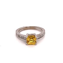 Diamond Yellow Sapphire Ring 14k Gold 1.66 tcw Women Certified $3,990 915184 - £1,321.57 GBP