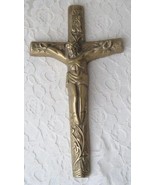 Vintage Brass Jesus on the Cross Symbol of Christian Faith Religious Wall Decor - $18.00