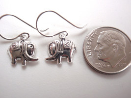 Indian Elephant 925 Sterling Silver Dangle Earrings - $10.79