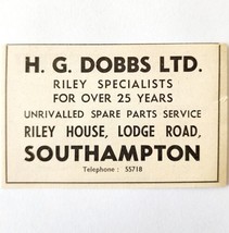 1954 HG Dobbs Riley Car Dealership Southampton Advertisement Automobilia... - $372.61 MXN