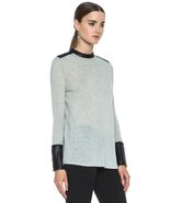 Helmut Lang &quot;Angora Cozy&quot; Sweater Mute with Black Leather Trim sz P XS $480 - €103,03 EUR