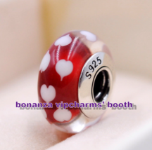 925 Sterling Silver Handmade Bead Moments Red Sweethearts Murano Glass C... - $6.60