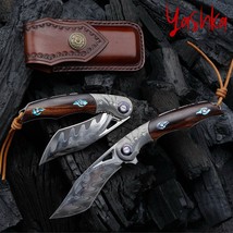 Handmade Hunting Knife SKD11 Folding Blade EDC Pocket Knives Leather Sca... - £138.63 GBP