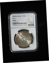 1982 MEXICO SILVER ONZA LIBERTAD NCG GRADED MS 65 SOME NICE ORIGINAL TON... - $64.99