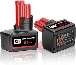 JYJZPB 2 Pack 9.5Ah Replacement for Milwaukee M12 Battery, Compatible with - £61.00 GBP