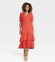 Women&#39;s Short Sleeve Wrap Dress Red - Knox Rose. Size Large. NWT. P - £19.59 GBP