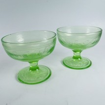 2 Hazel Atlas Cloverleaf Green Uranium Depression Glass 3” Sherbet Desse... - $19.55