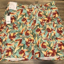 Men&#39;s 9&quot; Leaf Print E-Board Swim Shorts - Goodfellow &amp; Co Green/Red XL. NWT. 2 - £10.25 GBP