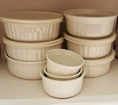 Corning Ware French White Storage Baking Bowls + 2 Ramekins 9 PC + 4 LIDS - £26.79 GBP