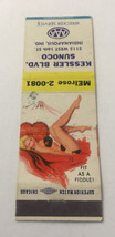 Vintage Matchbook Cover Matchcover Girly Pinup Kessler Blvd Sunoco IN - $2.61