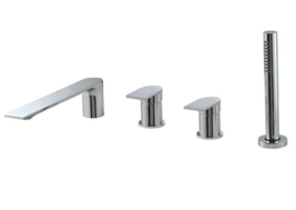 AQUABRASS alpha 92017 Deckmount Tub Filler with Handshower and 2 Mixers ... - $395.99