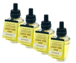 4 Bath &amp; Body Works LAUNDRY ROOM LEMON Fragrance Wallflowers Refills Bul... - £23.19 GBP