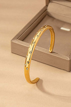 Stainless engraved star rhinestone cuff bracelet - £16.03 GBP