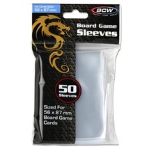 1 pack of 50 BCW 56mmX87mm Clear Standard Sized Board Game Card Sleeves - $4.89