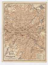 1906 Original Antique City Map Of Birmingham / England - $27.31