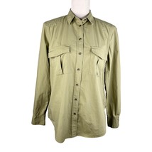 Massimo Dutti Blouse Top M Olive Green Button Down Pockets - £23.09 GBP