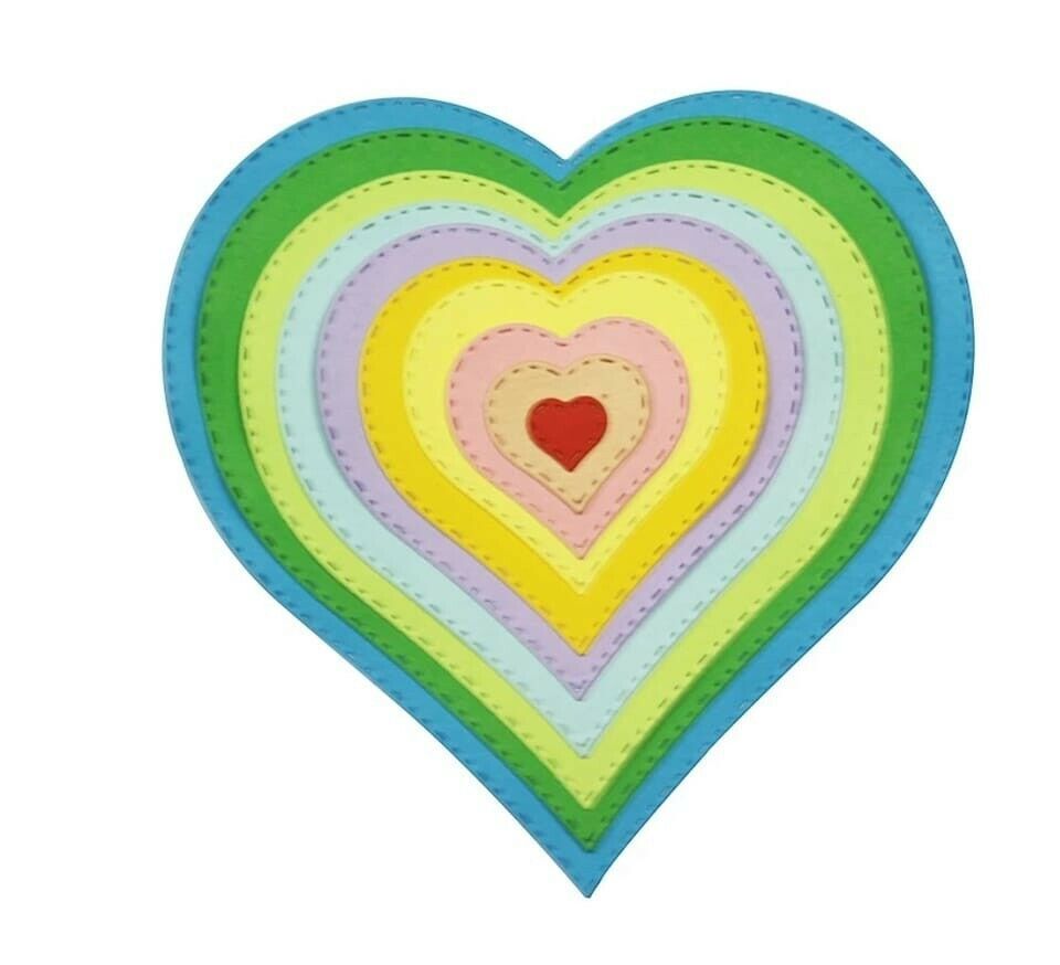 10 Piece Hearts with stitch nesting Metal Cutting Die set Cards Scrapboo... - $10.00