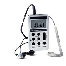 Mini Digital Radio Portable Rechargeable Am Fm Radio With Headphone Silver - £22.41 GBP