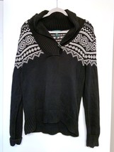 LRL Ralph Lauren Womens Cardigan Sweater Aztec Black Cream Geometric L - £23.06 GBP