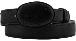 Kids Western Dress Belt Black Overlay Ostrich Pattern Leather Casual Siz... - $27.10 CAD