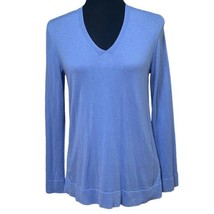 J Jill Lapis Blue Silk Blend V-Neck Pullover Sweater Size Small - £22.37 GBP