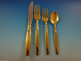Summer Song Gold by Lunt Sterling Silver Flatware Service For 12 Set Vermeil - £2,809.71 GBP