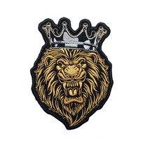Gold Lion with Silver Crown Embroidered Patch Iron On. Size: 3.5 X 4.8 i... - £5.45 GBP