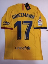 Antoine Griezmann Barcelona La Liga Match Slim Yellow Away Soccer Jersey... - £86.52 GBP