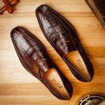 Men's Shoes Matteo Genuine Alligator Slip-On Loafer Brown image 12