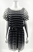 White House Black Market Dress Size Small Striped Belted Blouson Flutter... - £27.16 GBP