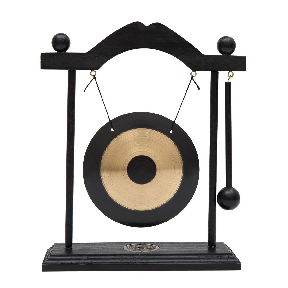 THY COLLECTIBLES Zen Art Brass Feng Shui Desktop Gong with Rammer Tai Ji Circle