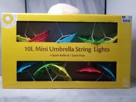Mini Umbrella String Lights Multicolor Summer Decor Indoor Outdoor - £10.47 GBP