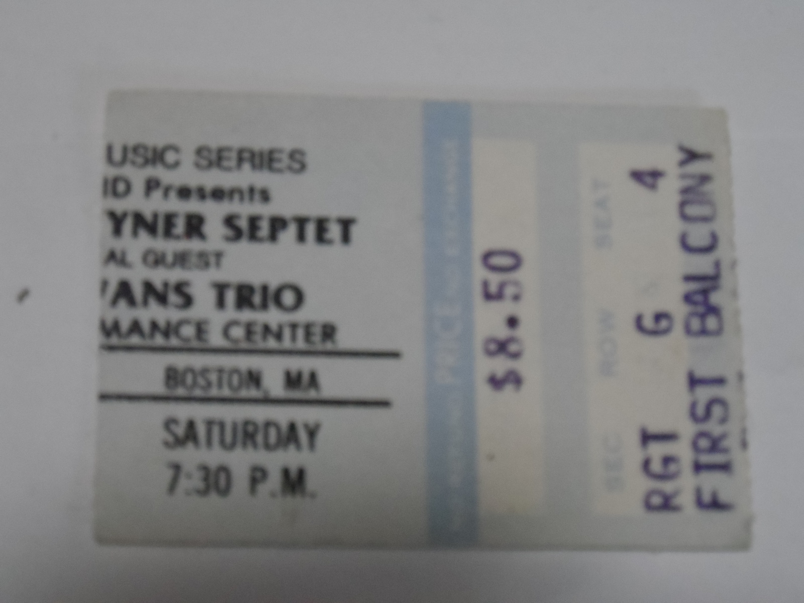McCoy Tyner Septet &amp; Bill Evans Trio Ticket Stub 1979 Berklee Perf Ctr. ... - $6.75