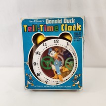 Walt Disney Donald Duck Tell Time Clock Vtg w/ Box 162D Complete - £22.23 GBP