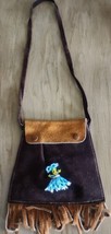 Vintage Tourist Gift Shop Small Leather Shoulder Bag W/ Bead Worry Doll See Pic - £14.08 GBP