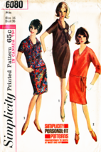 Misses&#39; DRESS, SKIRT &amp; TOP Vintage 1965 Simplicity Pattern 6080 Size 14 - $12.00