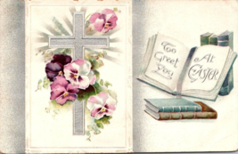 C1910 Easter Postcard vintage flower cross Germany made - £17.73 GBP