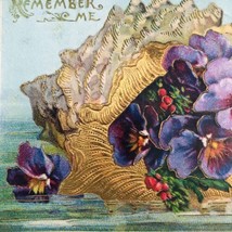 Antique 1910&#39;s SB Embossed Golden Conch Shell Cornucopia Floral Postcard - $9.49