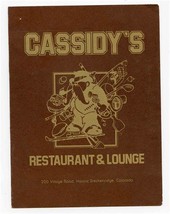 Cassidy&#39;s Restaurant &amp; Lounge Menu Village Road Breckenridge Colorado 1970&#39;s - £17.19 GBP