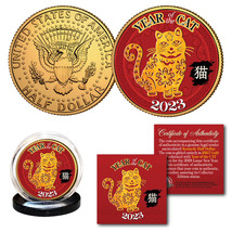 2023 Vietnamese Lunar YEAR OF CAT 24K Gold Plated JFK Kennedy Half Dollar Coin - £8.17 GBP