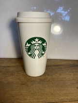 Starbucks 12oz Coffee Mug Travel Cup White Ceramic With Green Siren Logo - £9.07 GBP