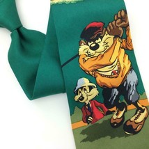 Warner Bros Tie Tasmanian Devil Bug Bunny Green Silk Necktie Cartoon IN17-285 - £12.61 GBP