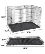 Durable Folding 42&quot;Dog Crate Kennel 2 Door Metal Pet Cage House With Tra... - £82.55 GBP